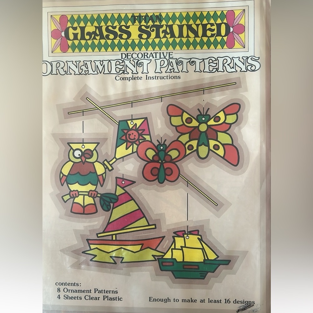 Vintage 1960’’s Titan Glass Stained Ornament Patterns